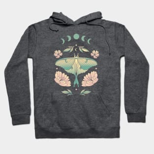 Fairycore Floral Butterfly Moth Moon Phases Hoodie